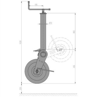 Støttehjul 1500Kg - AL-KO - Halvautomatisk - Tegning